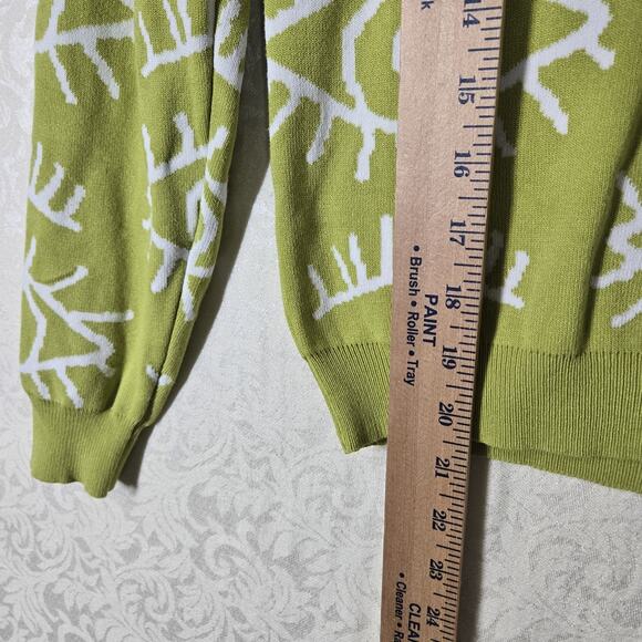 Lizette Collection EVIL EYE Cropped Sweater sz M* Green White Art To Wear READ - Picture 10 of 12